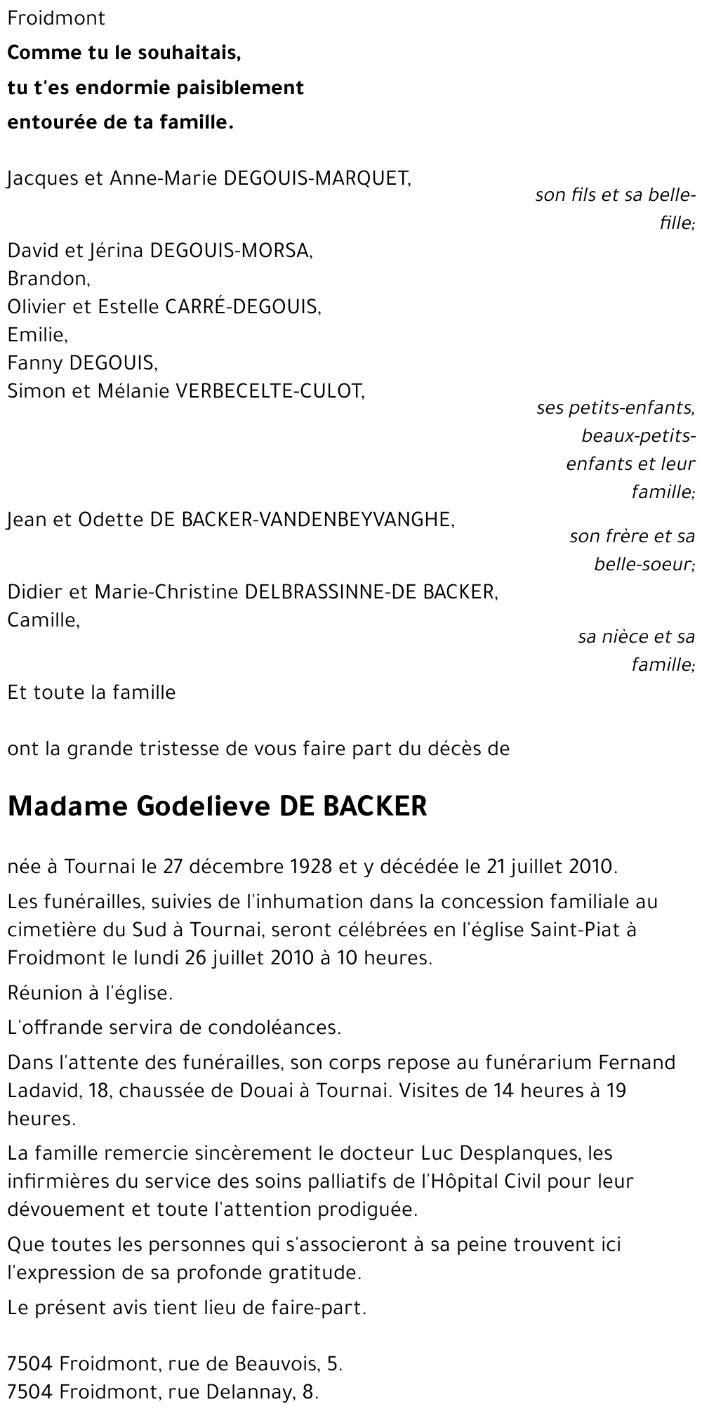 Godelieve DE BACKER