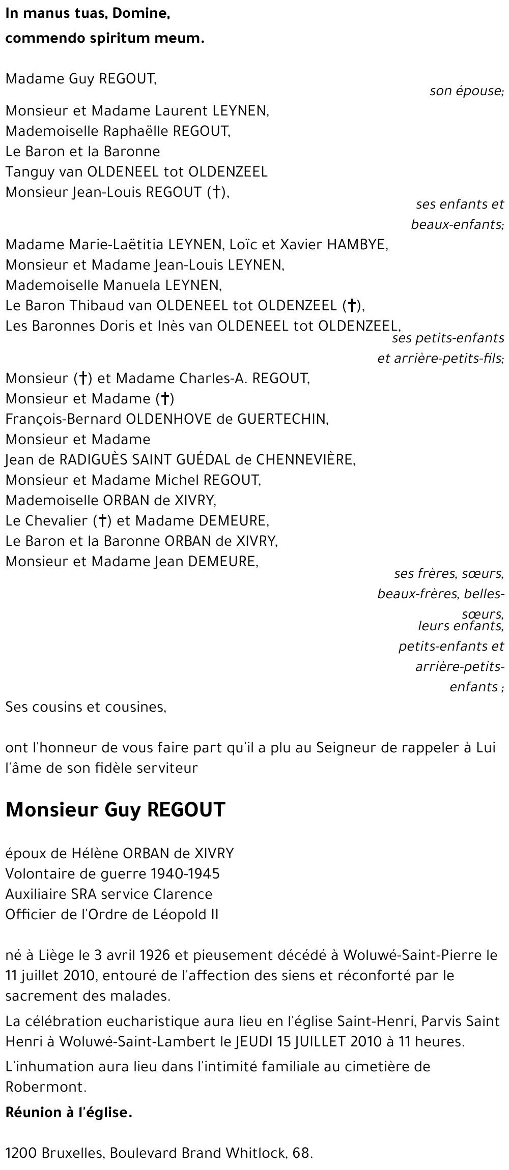 Guy Louis Edmond Dominique REGOUT