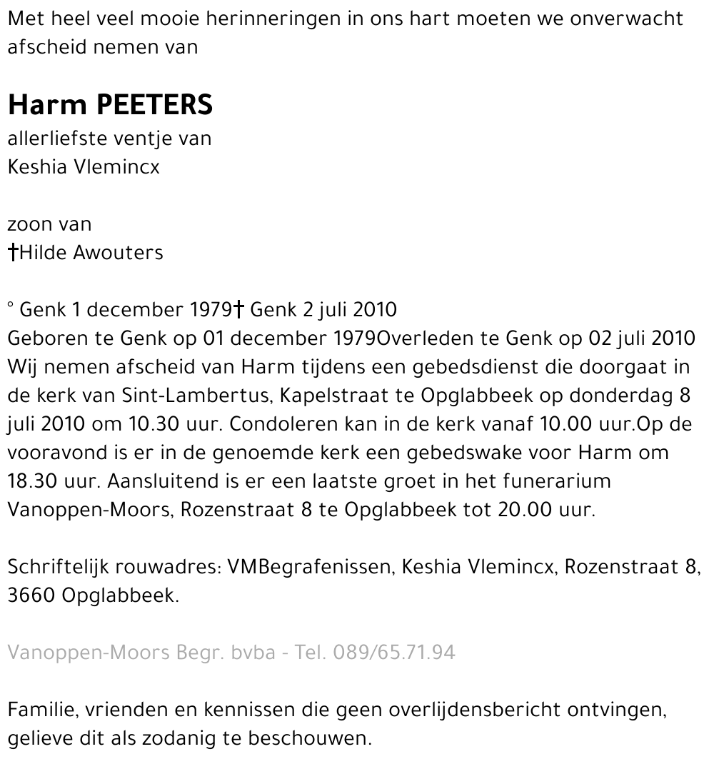 Harm Peeters