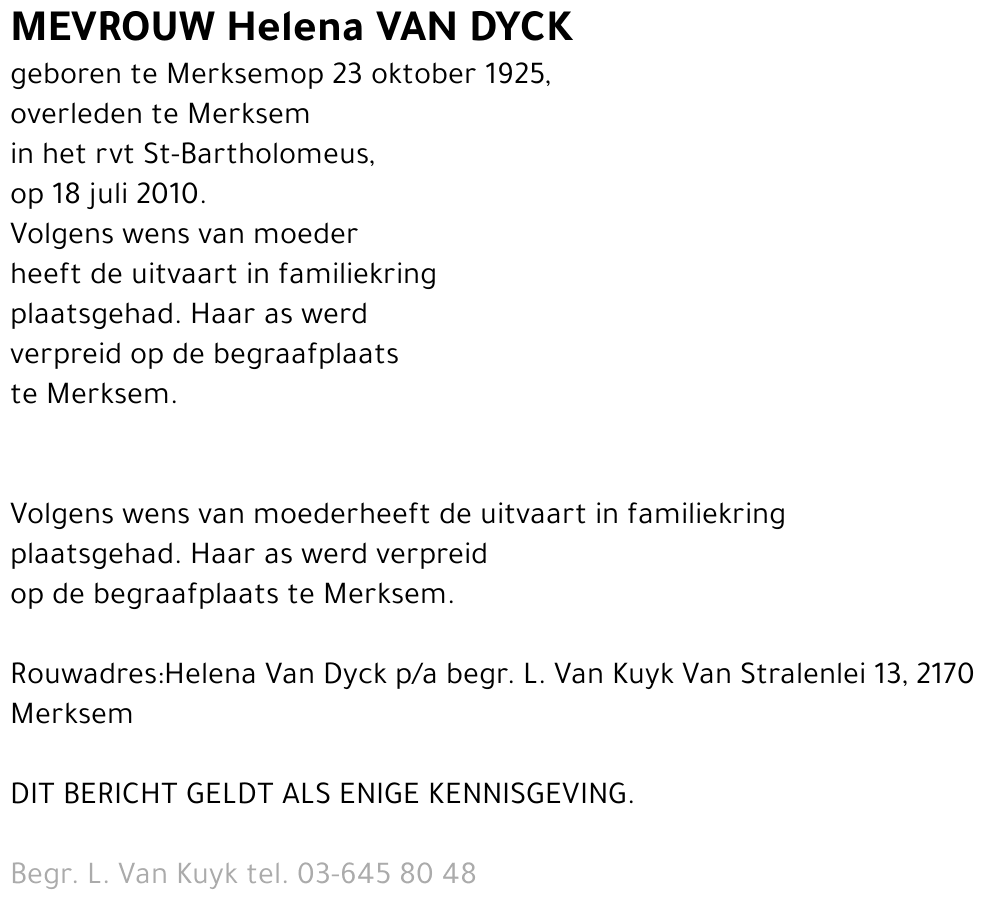 Helena VAN DYCK