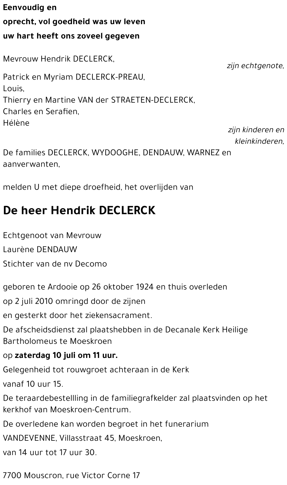 Hendrik DECLERCK
