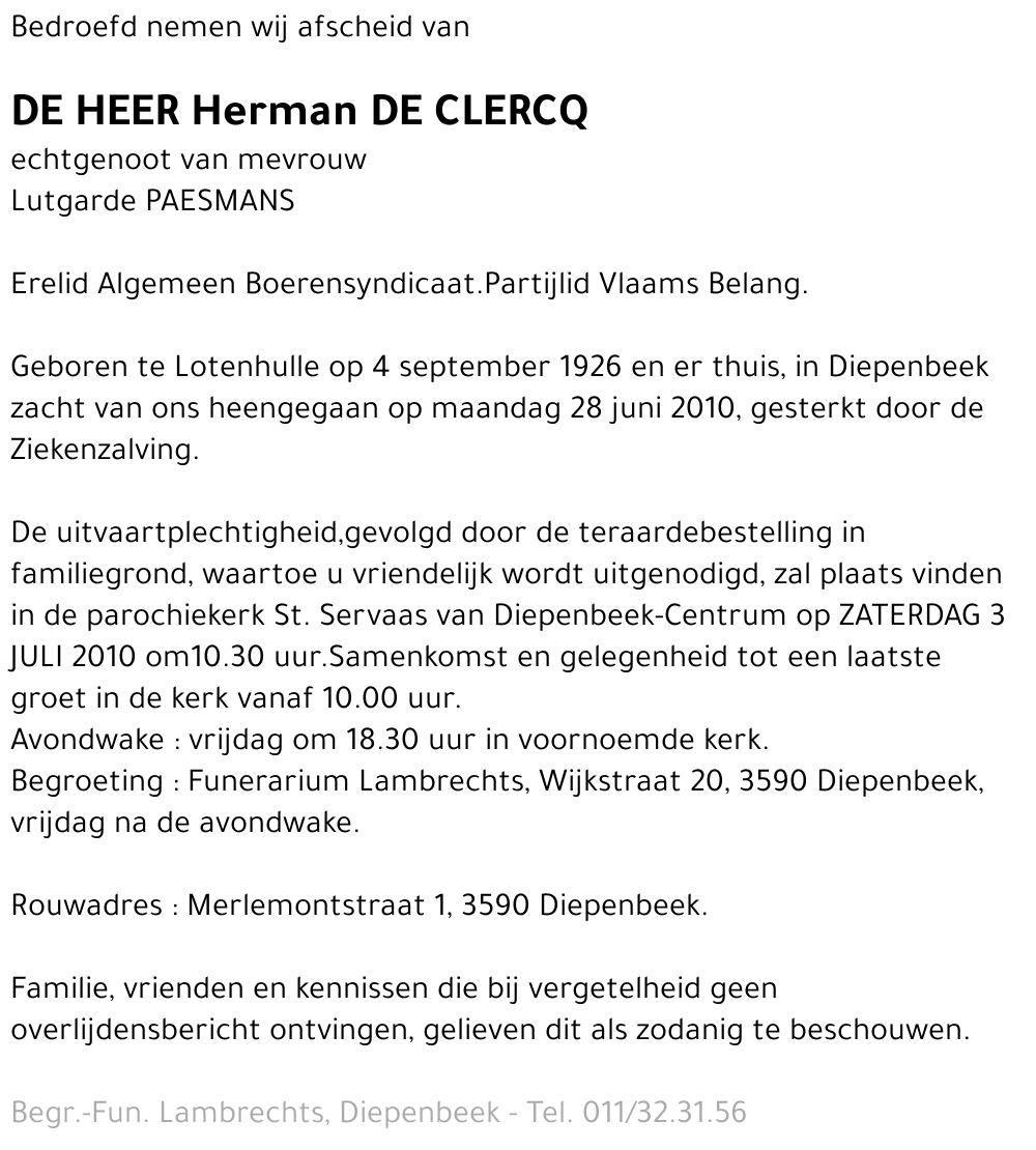 Herman DE CLERCQ