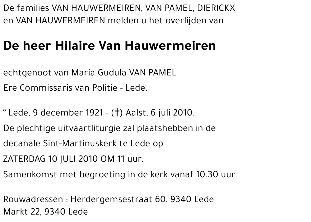 Hilaire Van Hauwermeiren