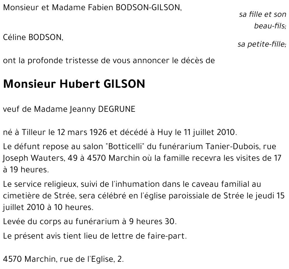 Hubert GILSON