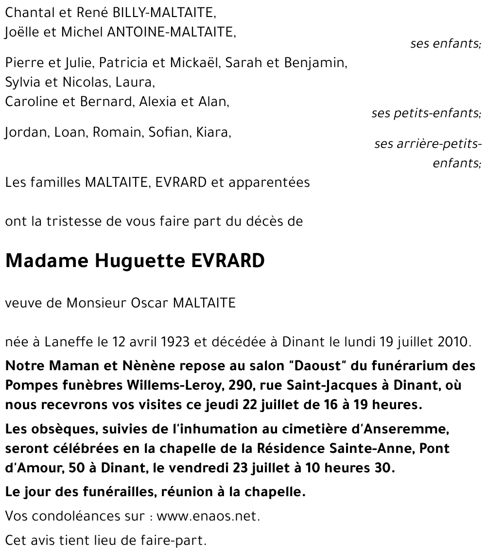 Huguette EVRARD