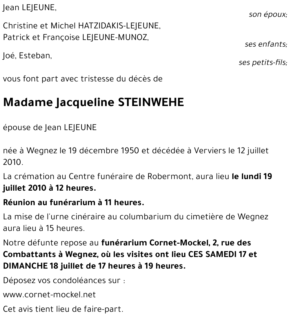 Jacqueline STEINWEHE