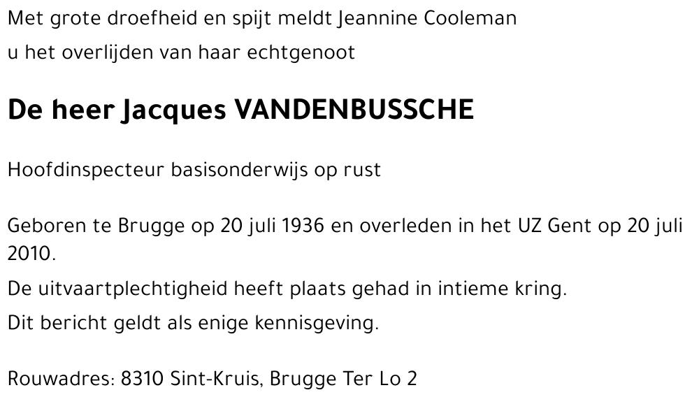 Jacques VANDENBUSSCHE