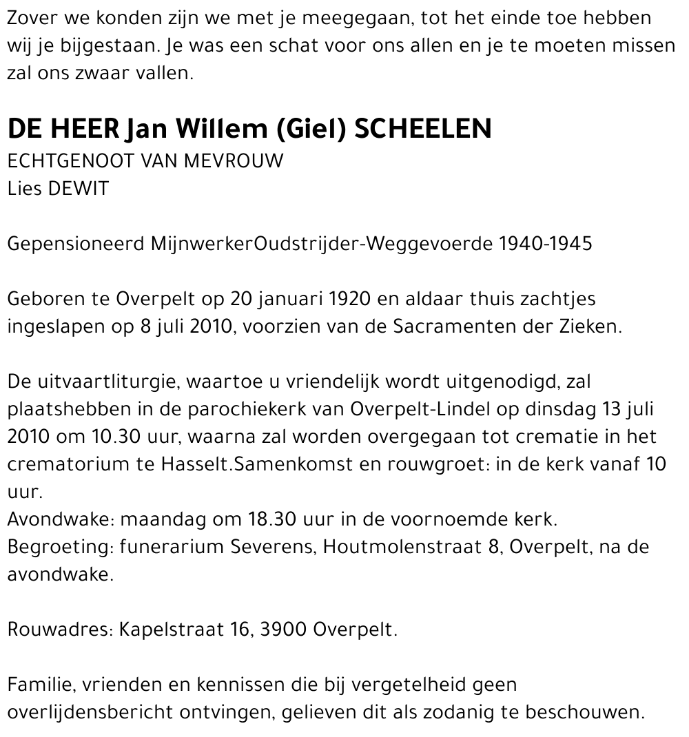 Jan Willem (Giel) Scheelen