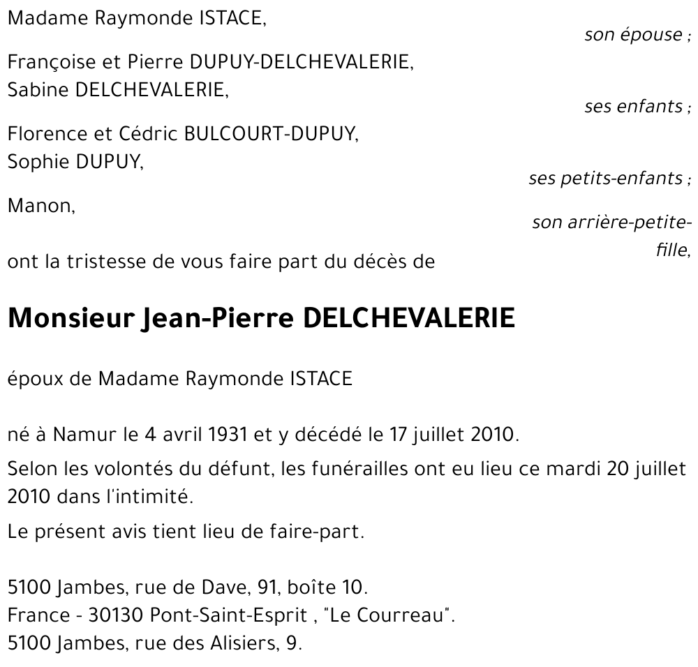 Jean-Pierre DELCHEVALERIE