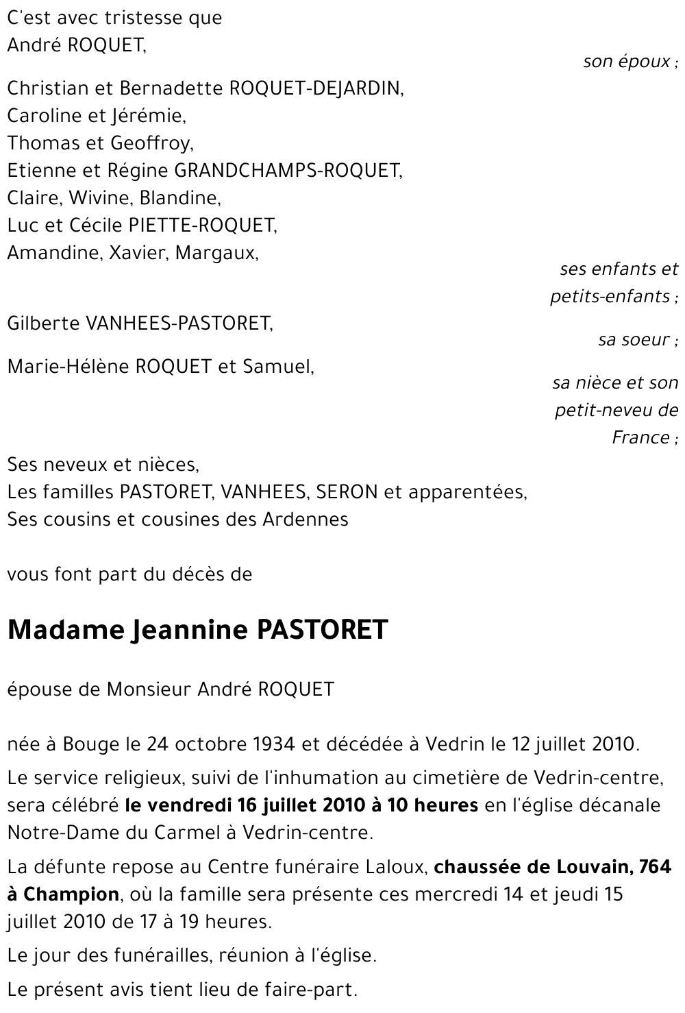 Jeannine PASTORET