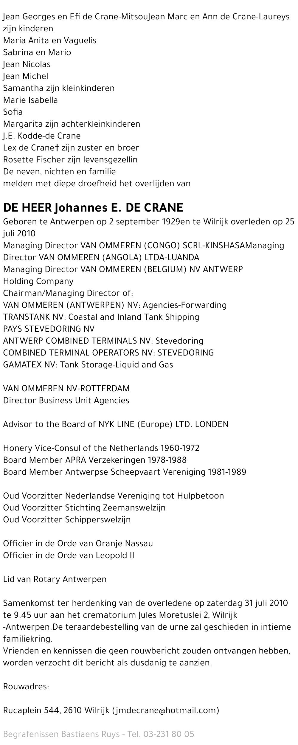 Johannes E. de CRANE