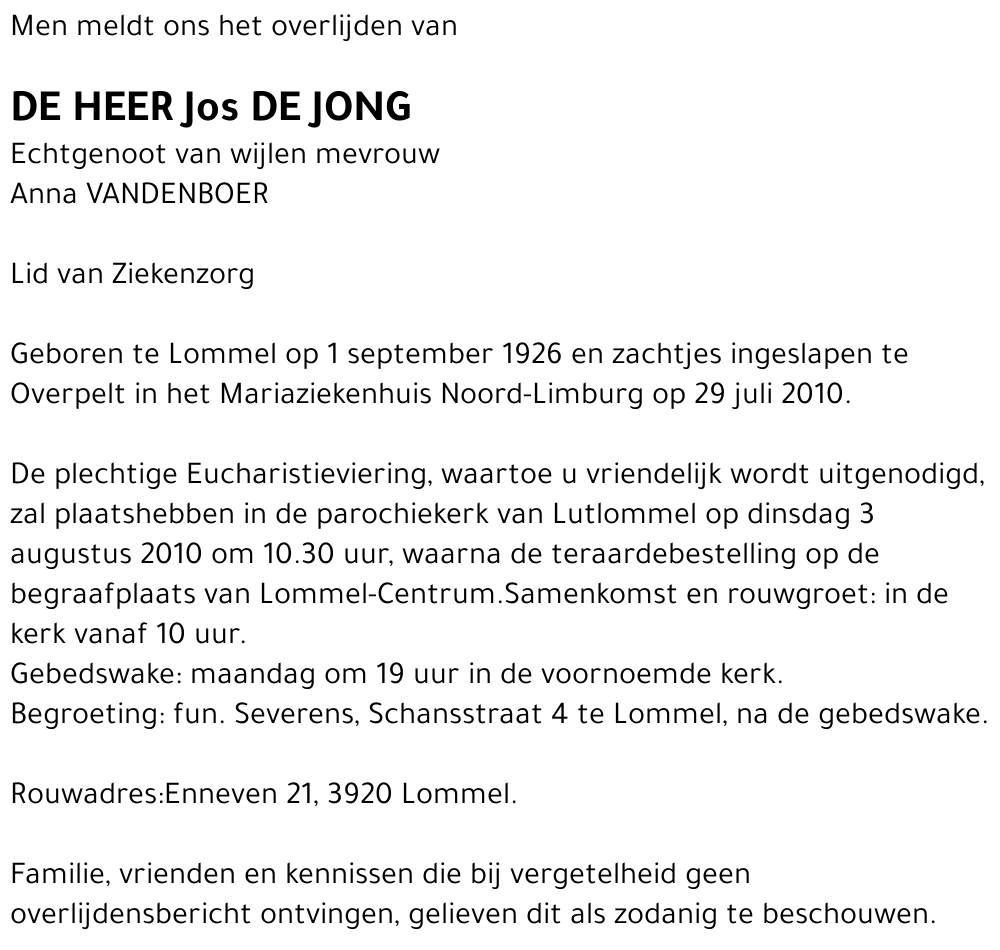 Jos De Jong