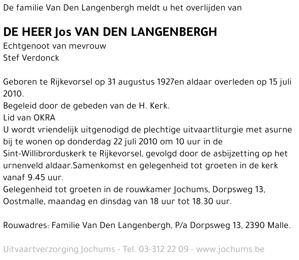 Jos Van Den Langenbergh