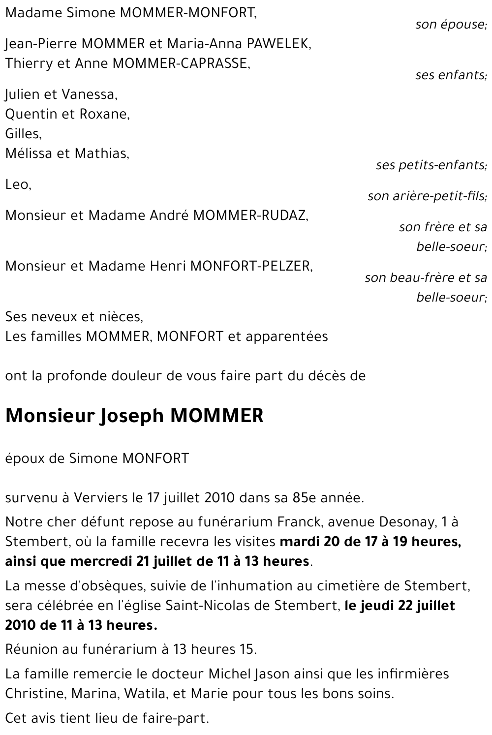 Joseph MOMMER