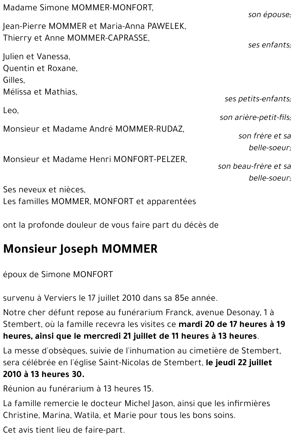 Joseph MOMMER