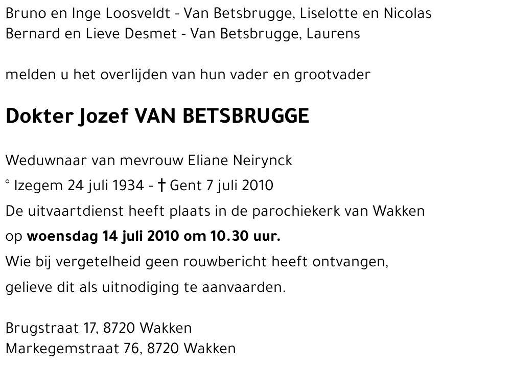 Jozef VAN BETSBRUGGE