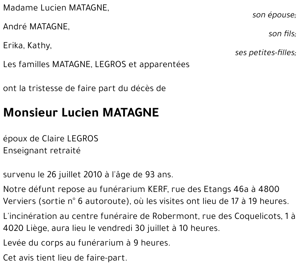 Lucien MATAGNE