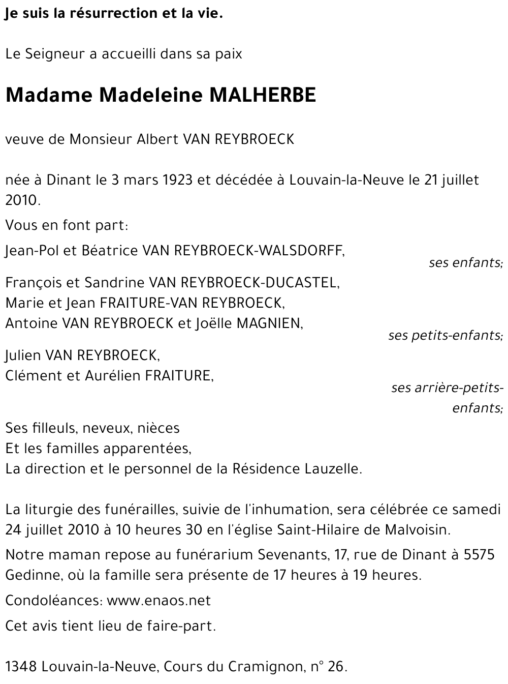 Madeleine MALHERBE