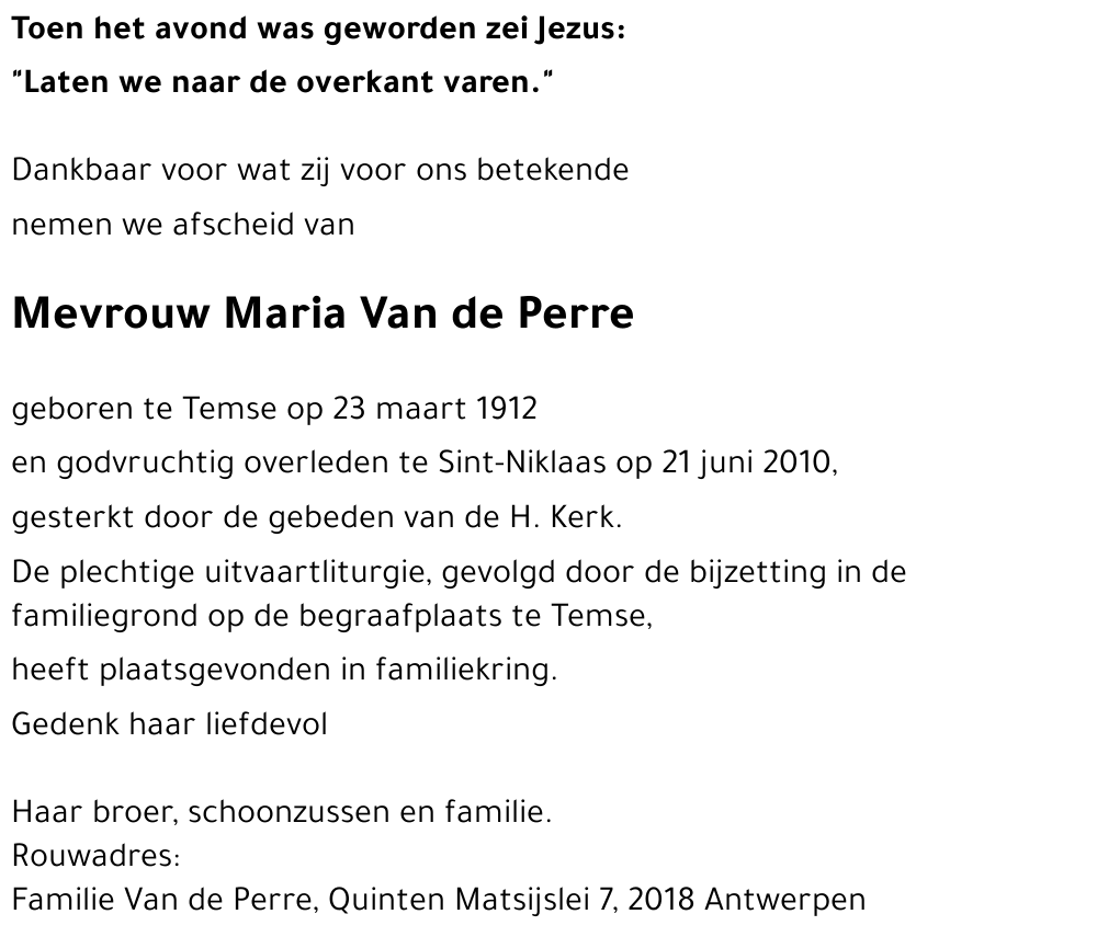 Maria VAN DE PERRE