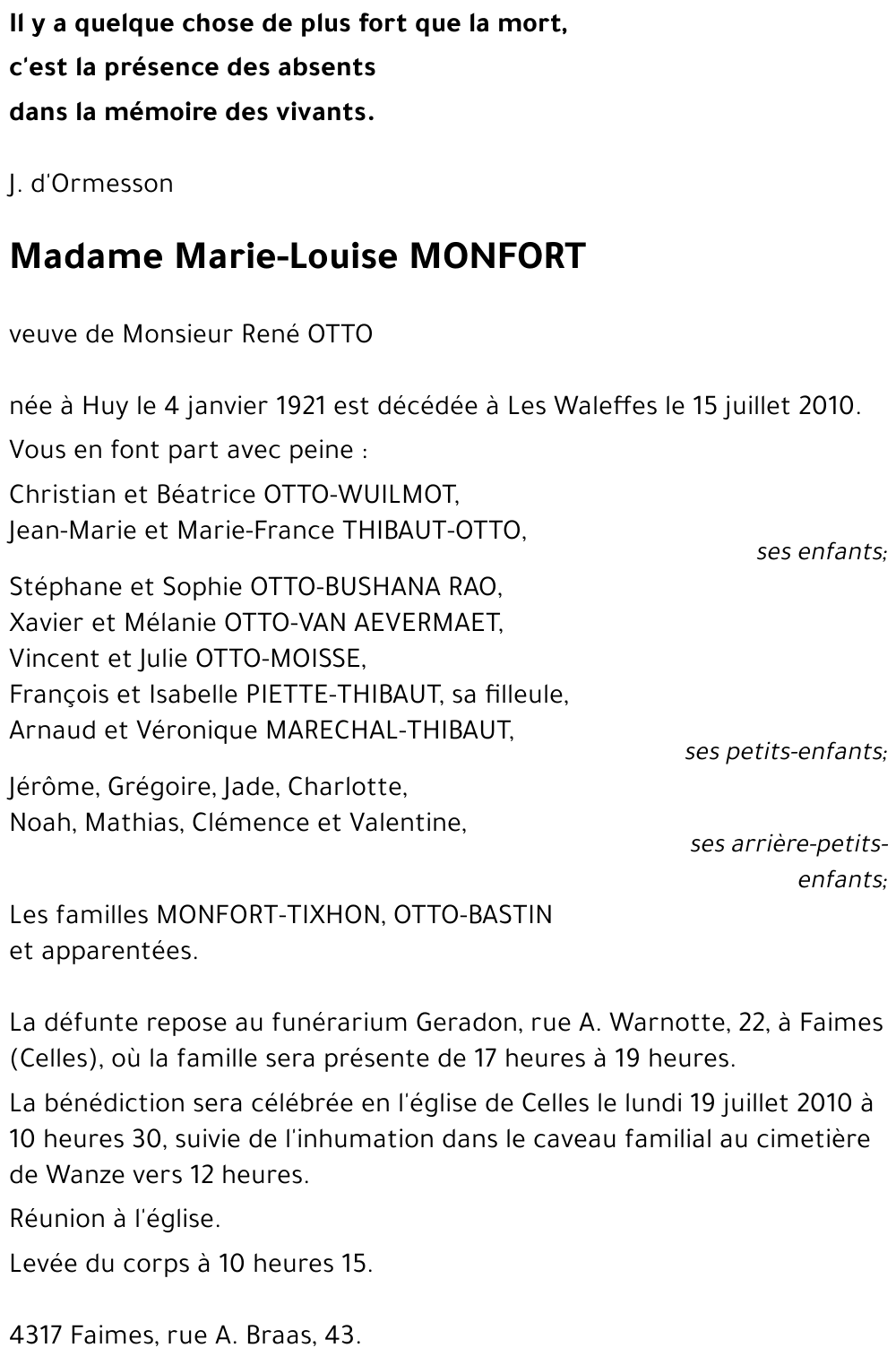 Marie-Louise MONFORT