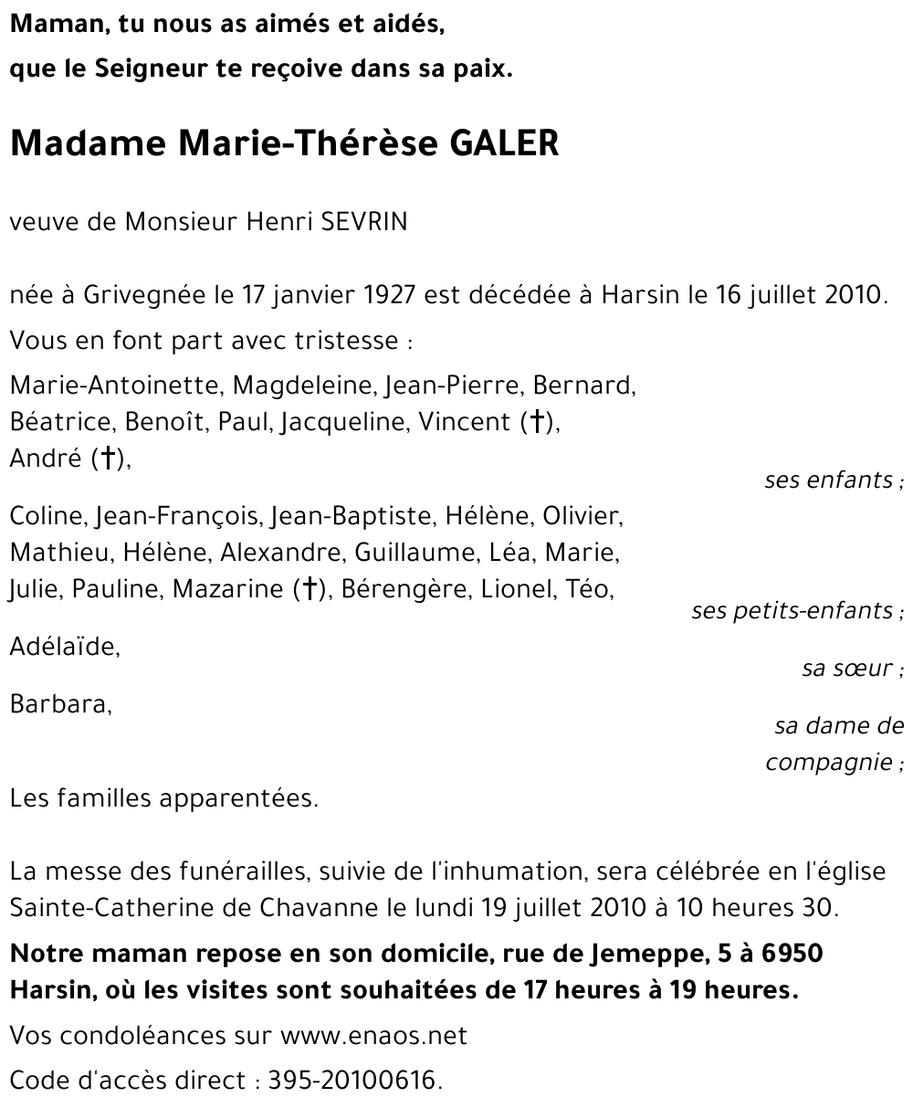Marie-Thérèse GALER