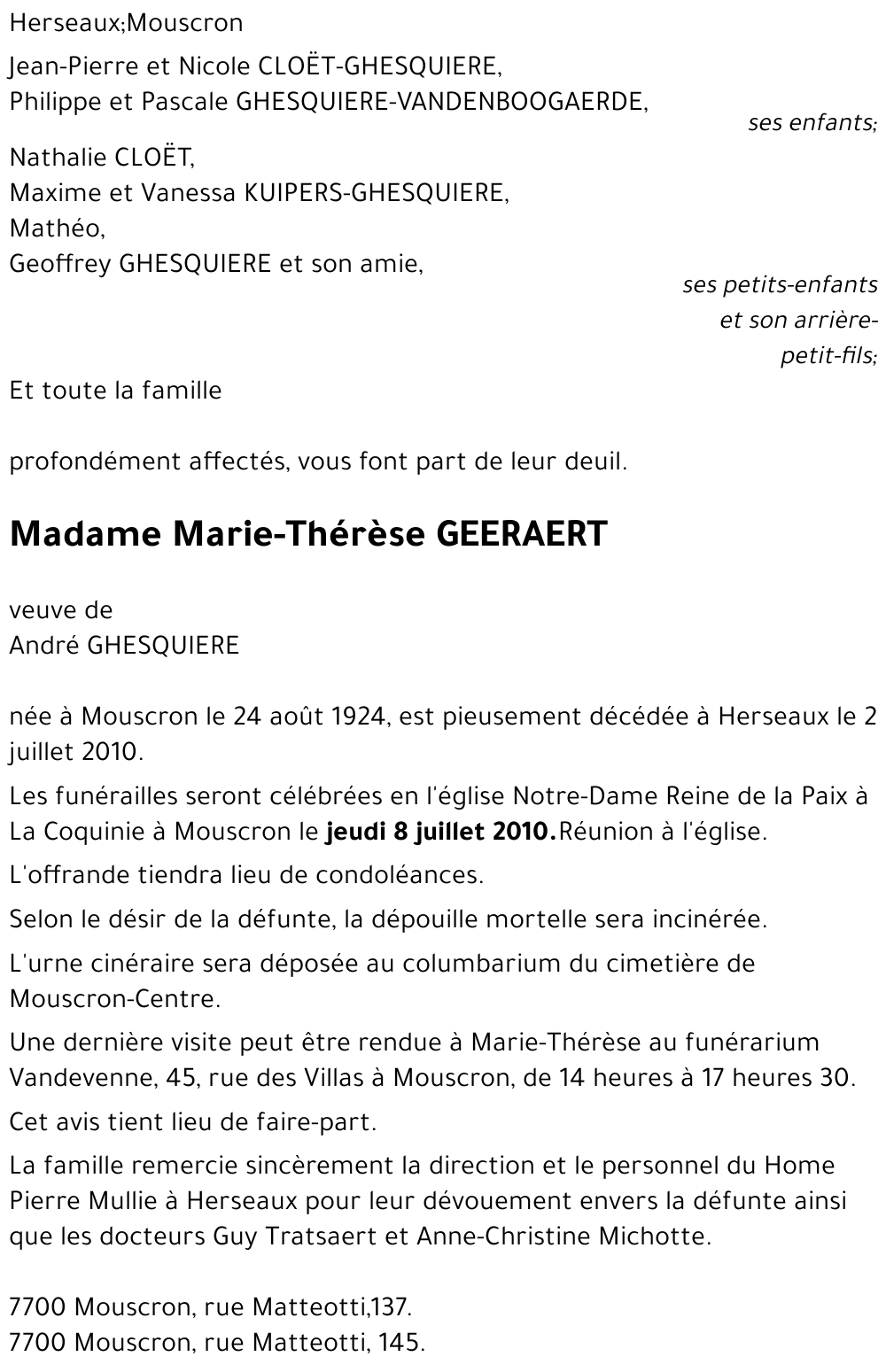 Marie-Thérèse GEERAERT