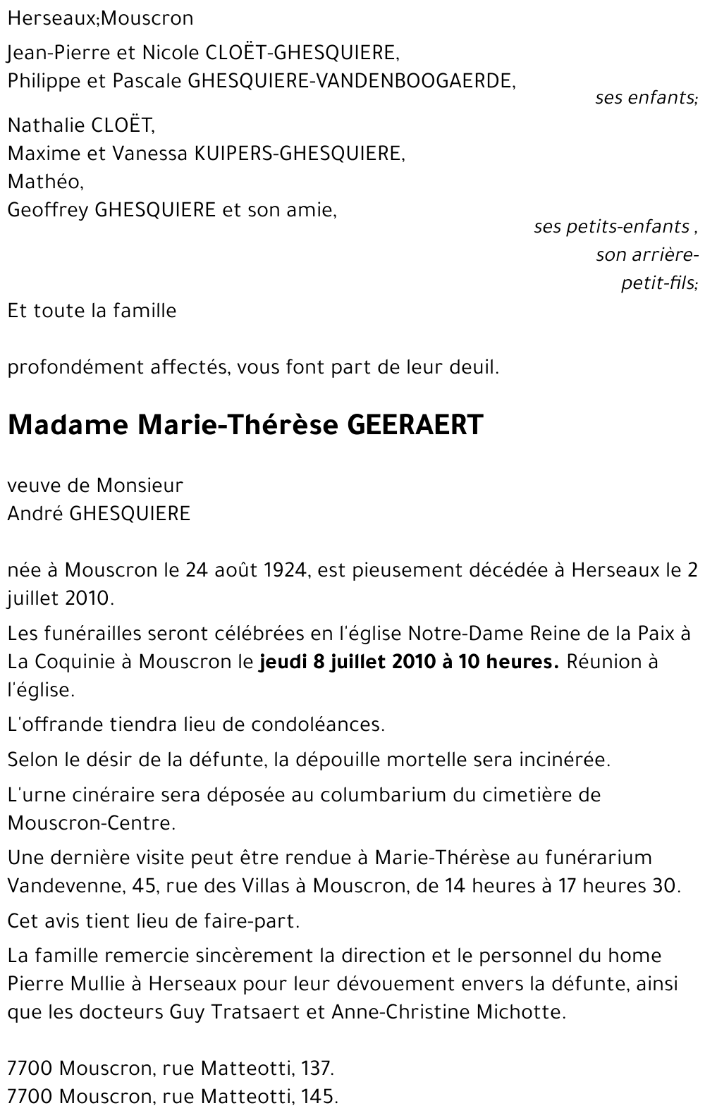 Marie-Thérèse GEERAERT