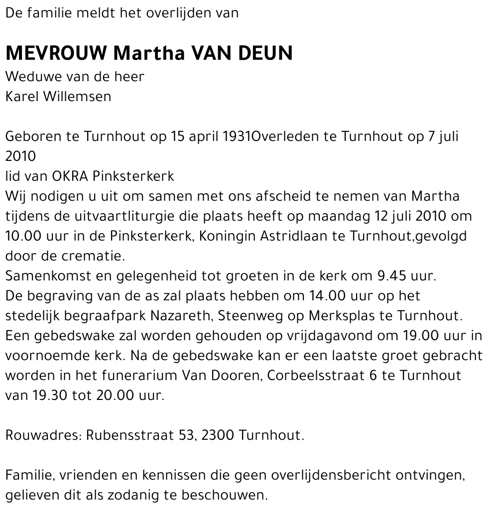 Martha Van Deun