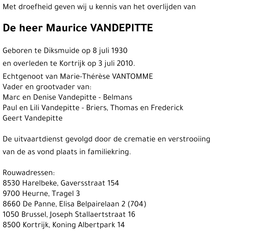 Maurice VANDEPITTE