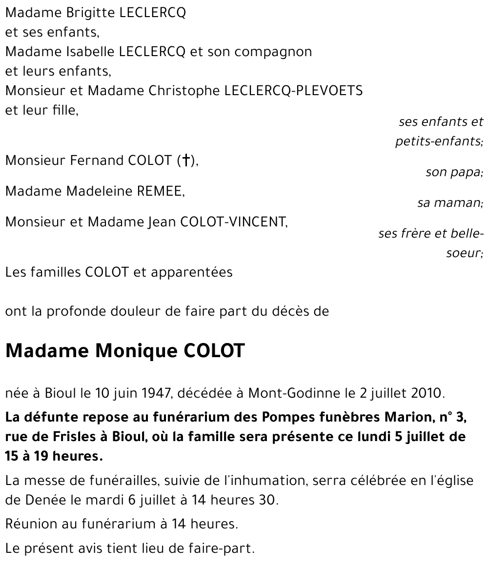 Monique COLOT