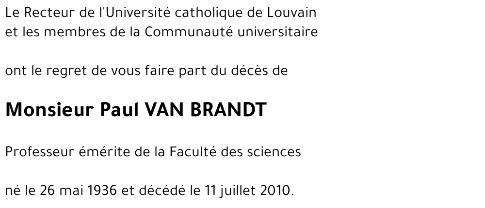 Paul VAN BRANDT