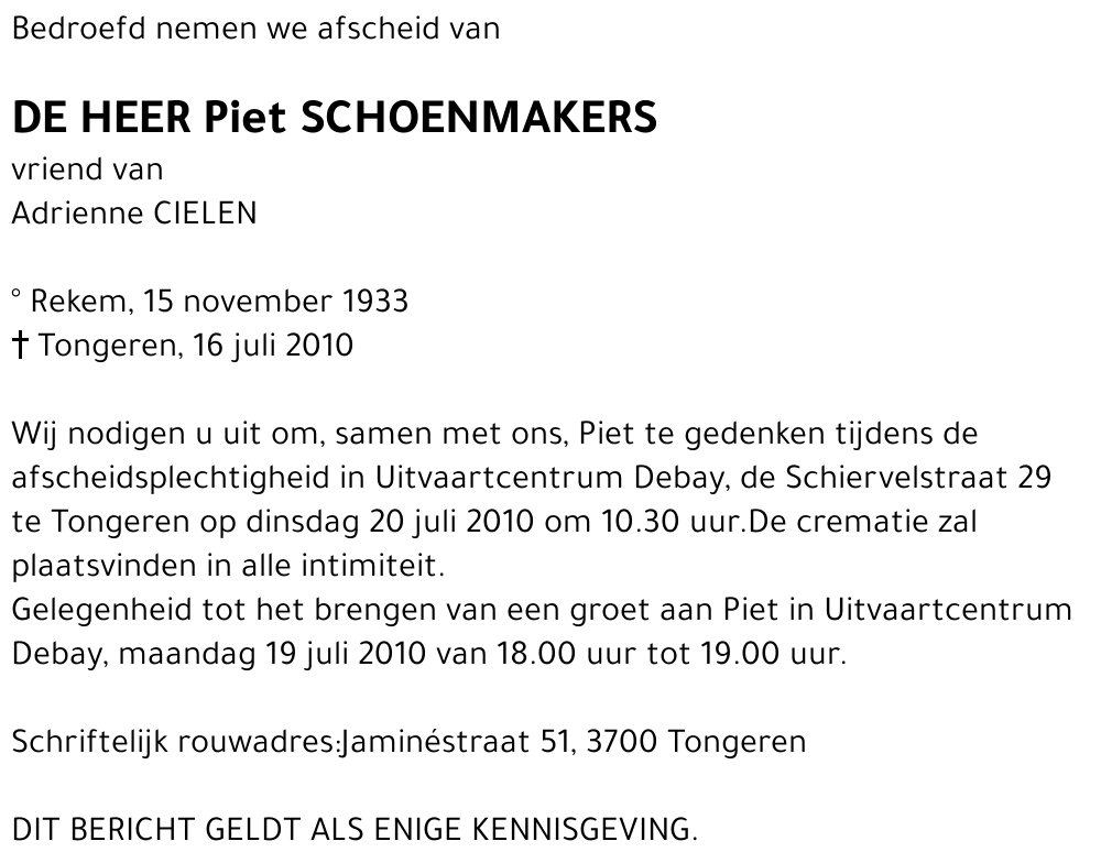 Piet SCHOENMAKERS