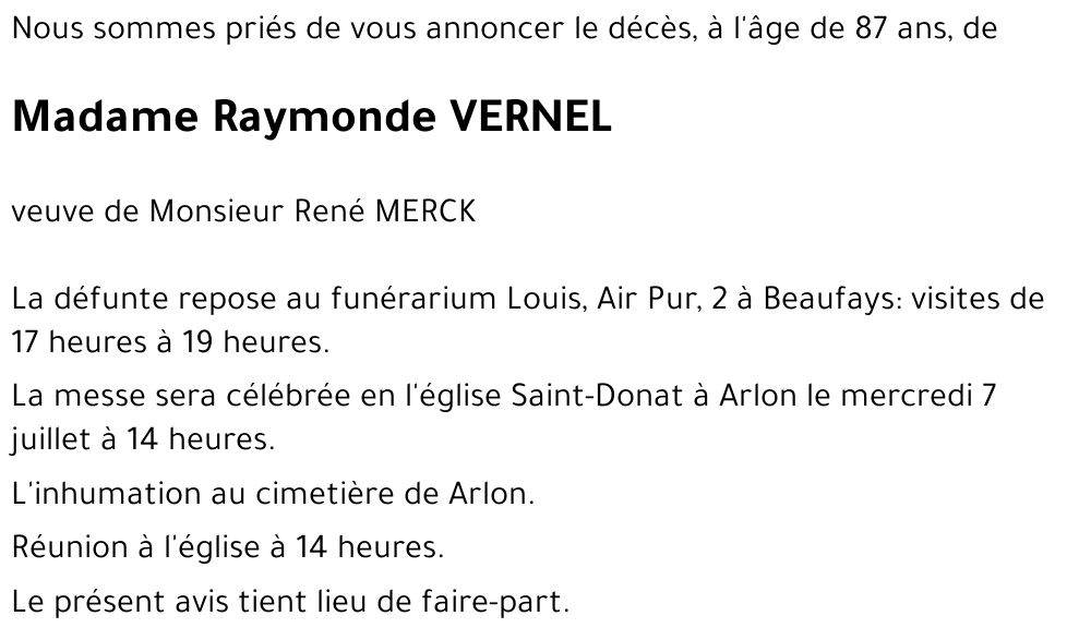 Raymonde VERNEL