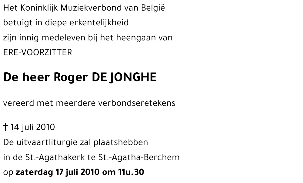 Roger DE JONGHE