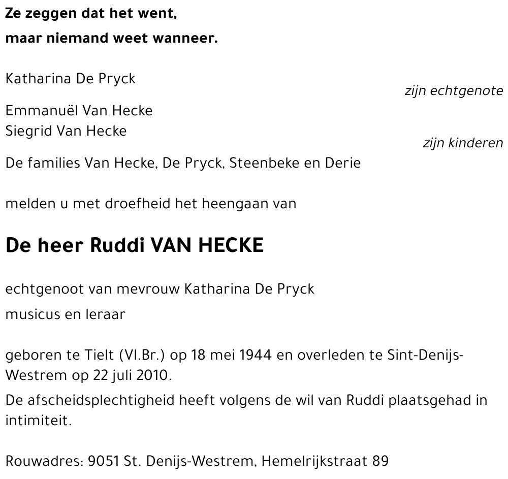 Ruddi VAN HECKE