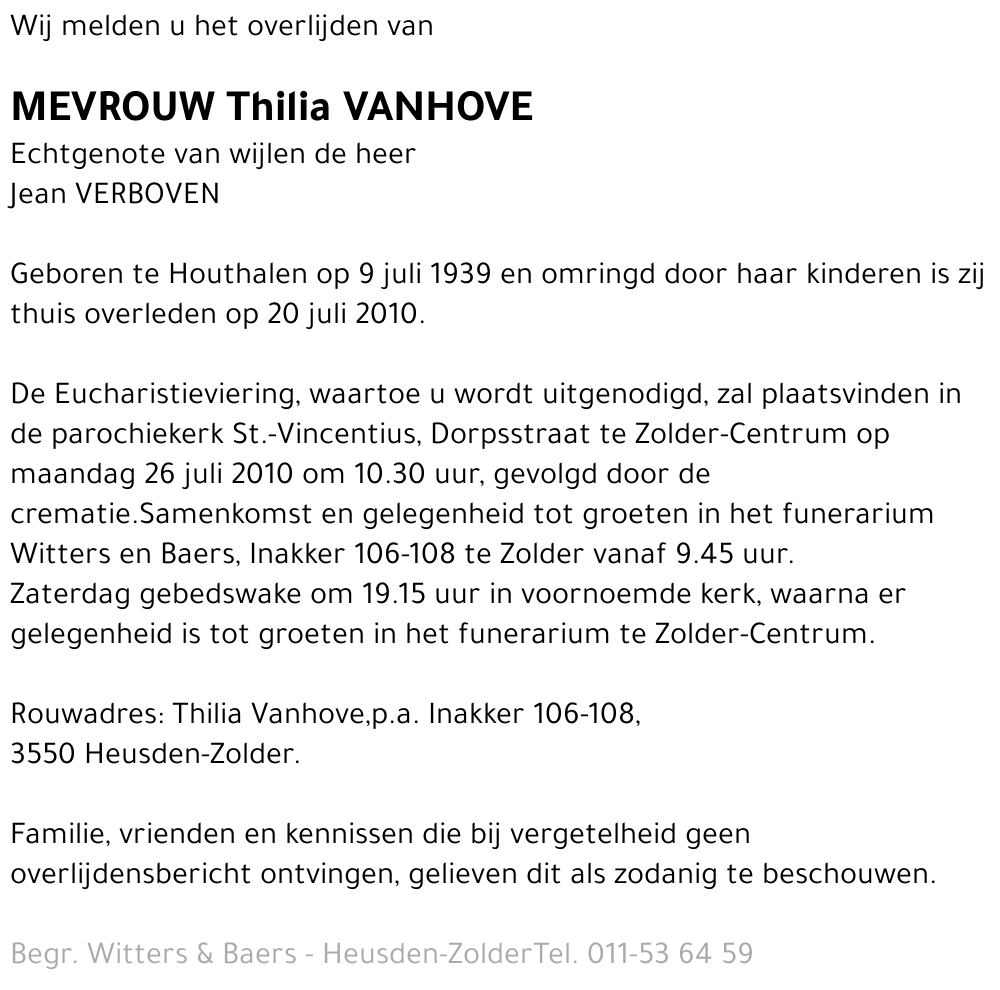 Thilia Vanhove