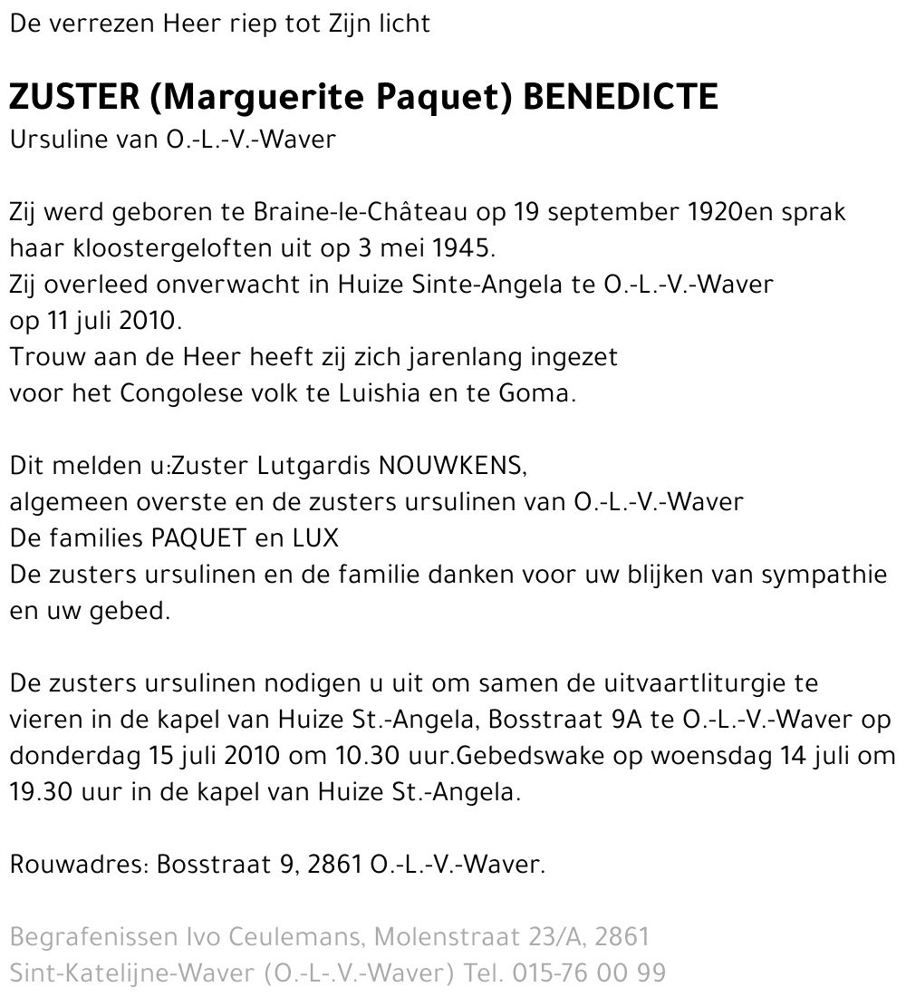 Zuster Benedicte