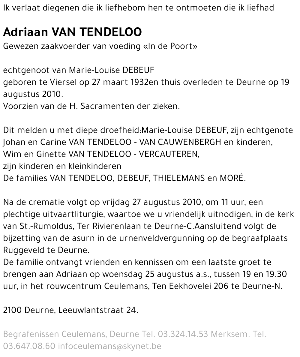 Adriaan Van Tendeloo