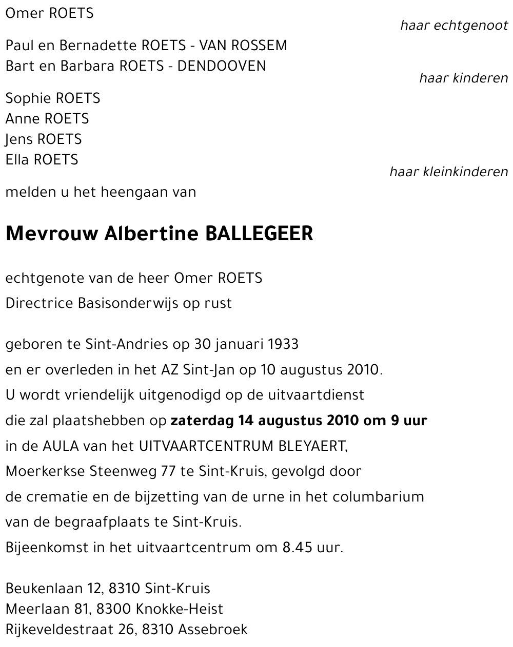 Albertine BALLEGEER