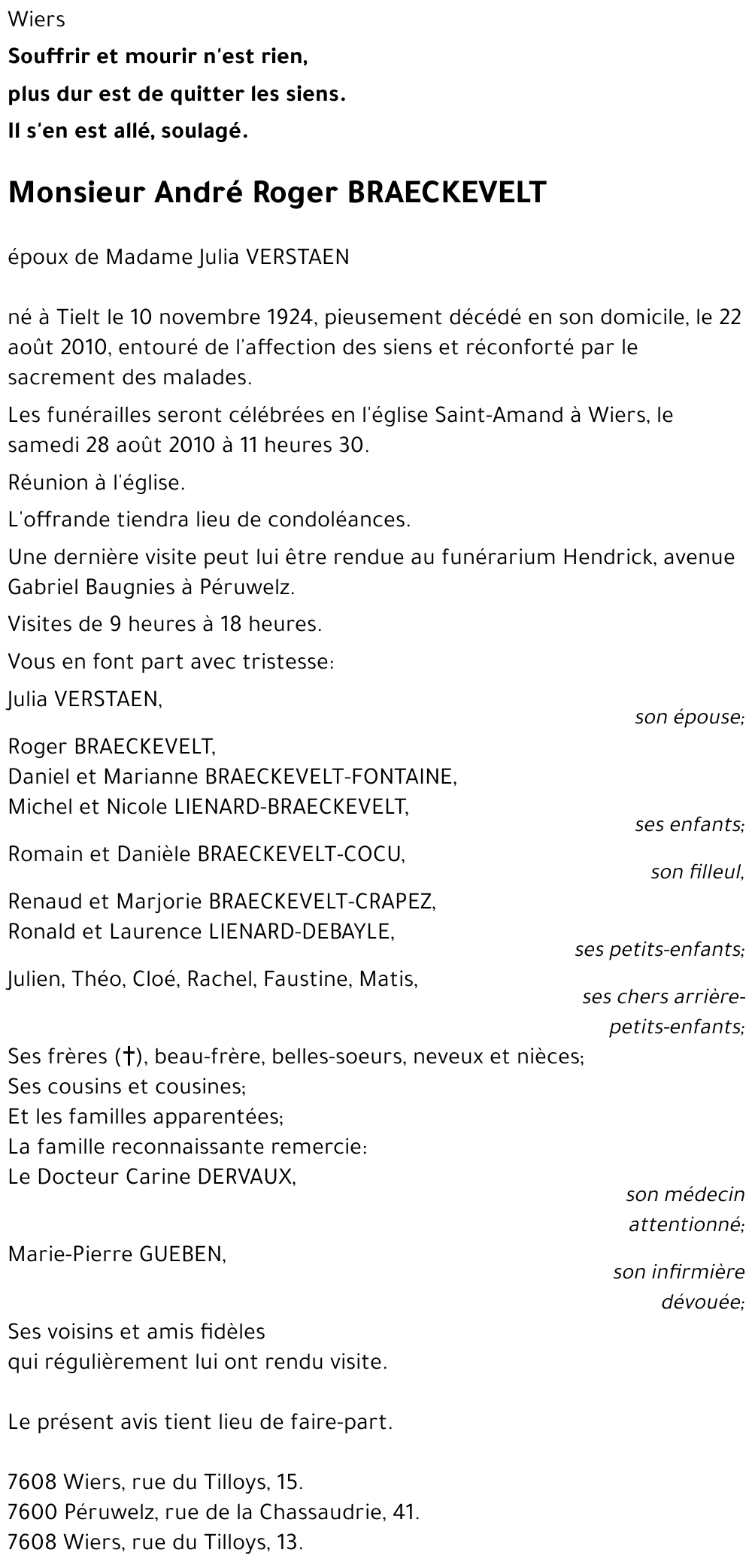 André Roger BRAECKEVELT