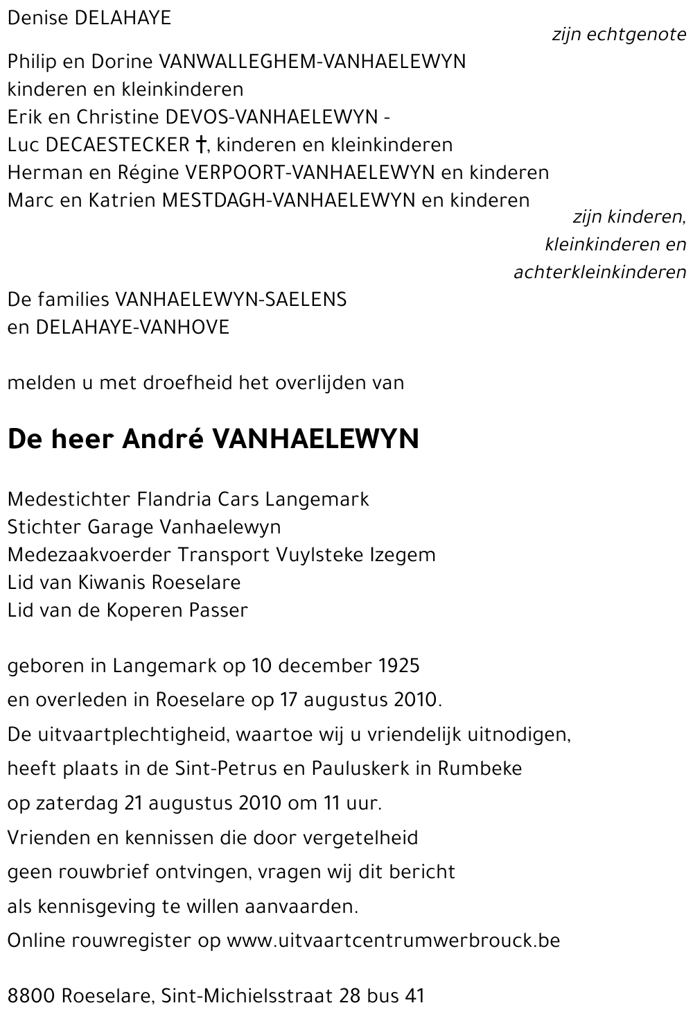 André VANHAELEWYN