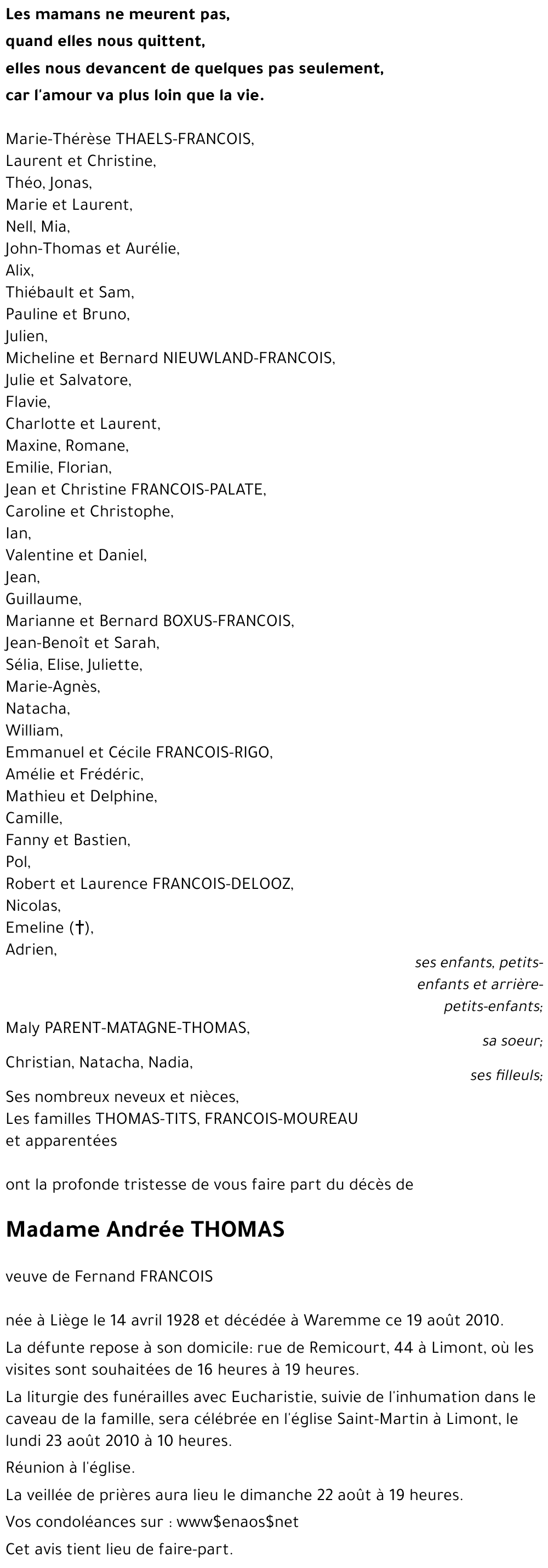 Andrée FRANCOIS-THOMAS