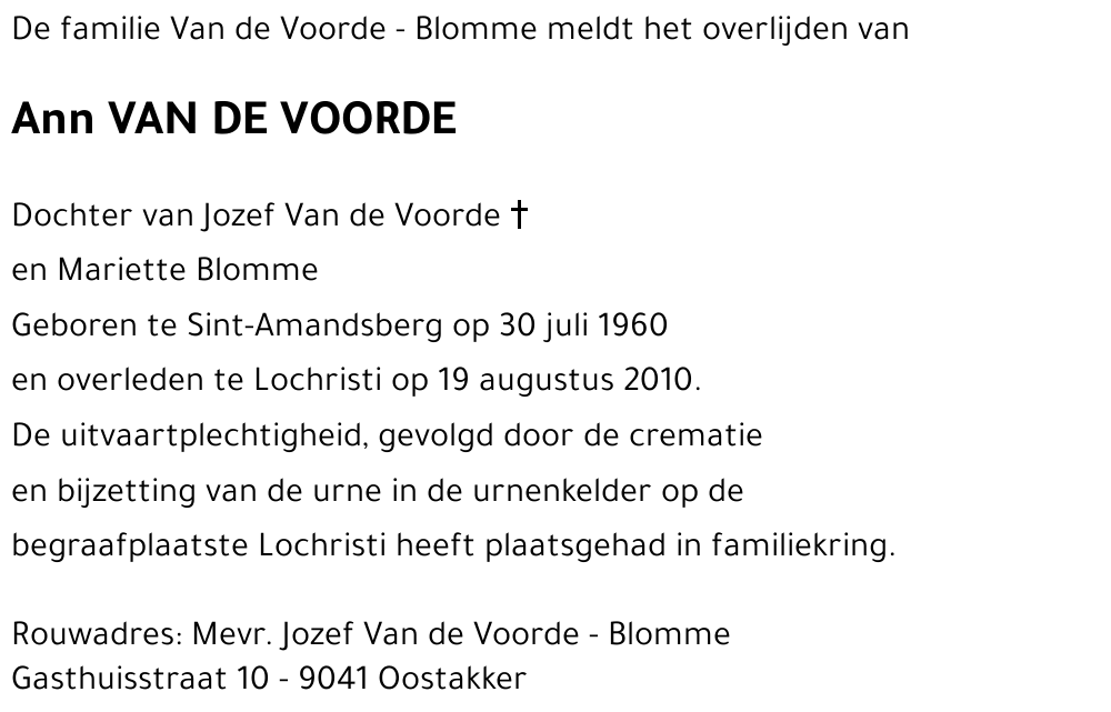Ann VAN DE VOORDE