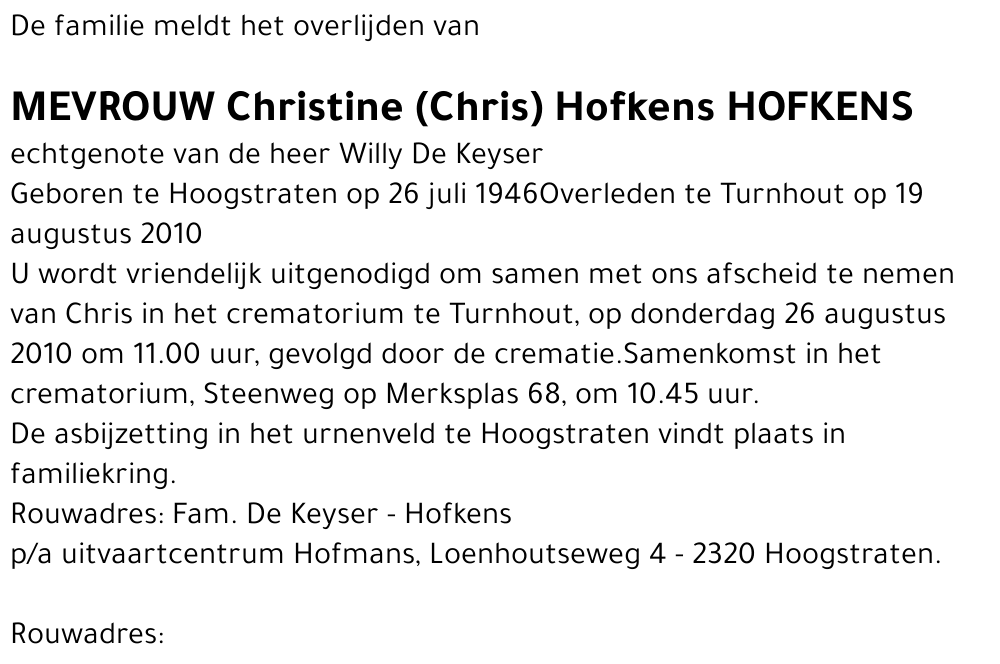 Christine (Chris) Hofkens