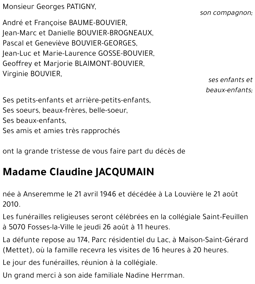Claudine Jacqumain