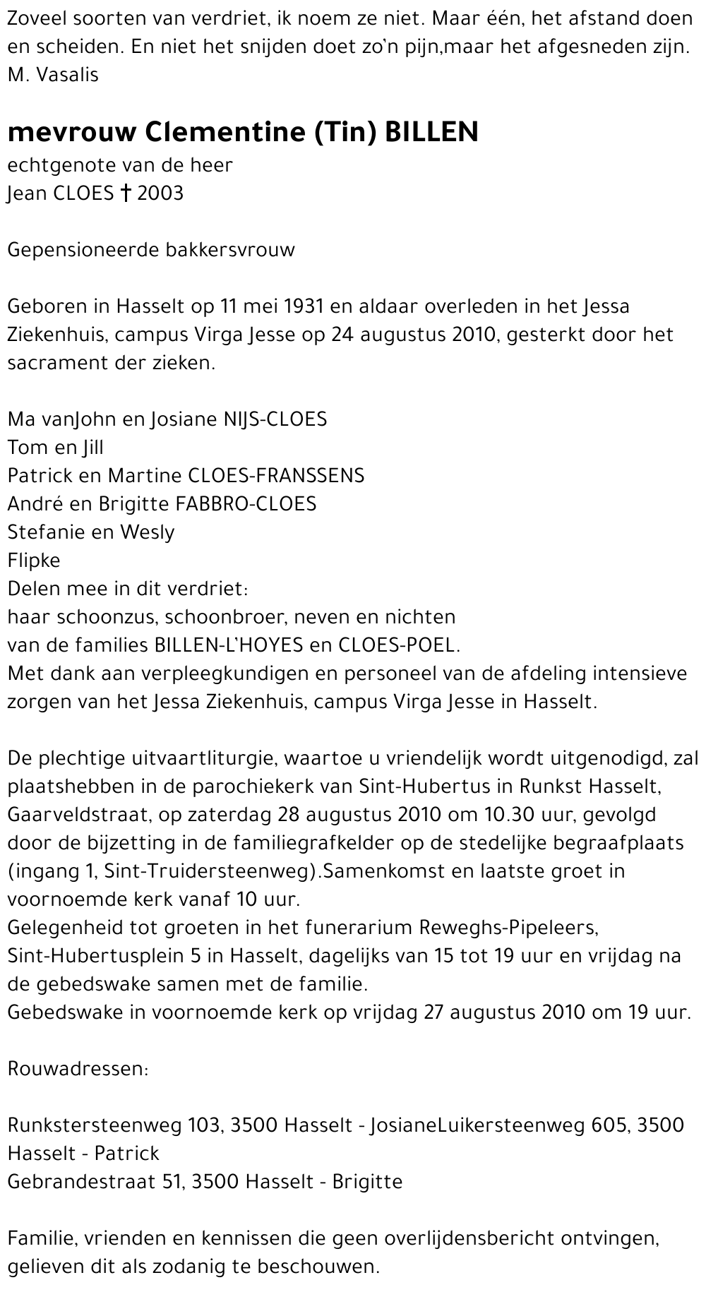 Clementine (Tin) Billen