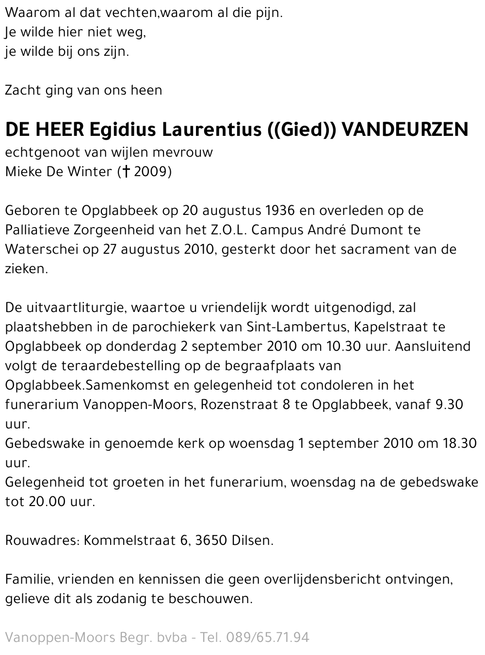 Egidius Laurentius Vandeurzen