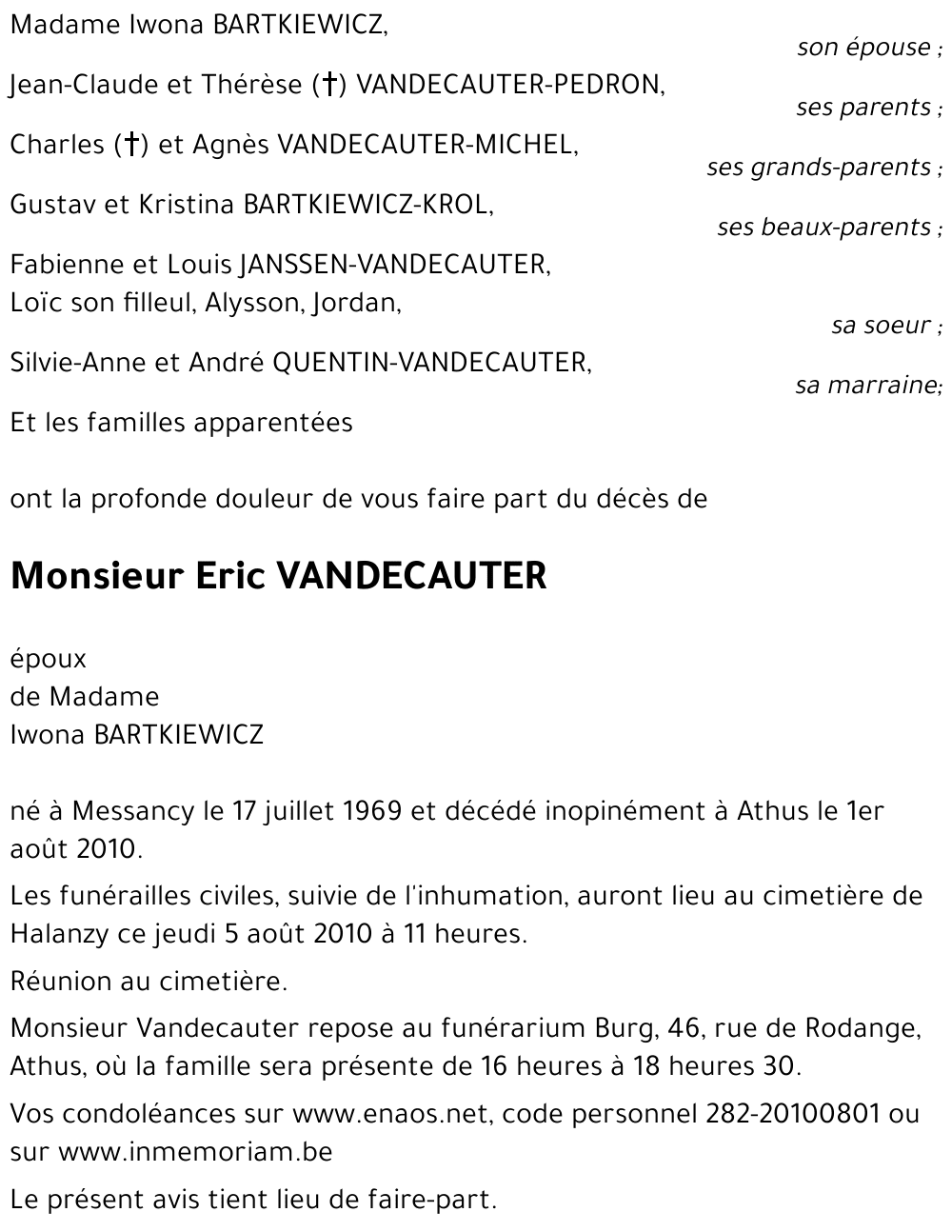 Eric VANDECAUTER