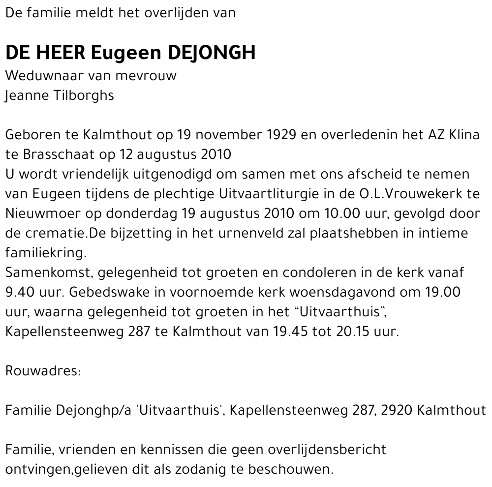 Eugeen DEJONGH