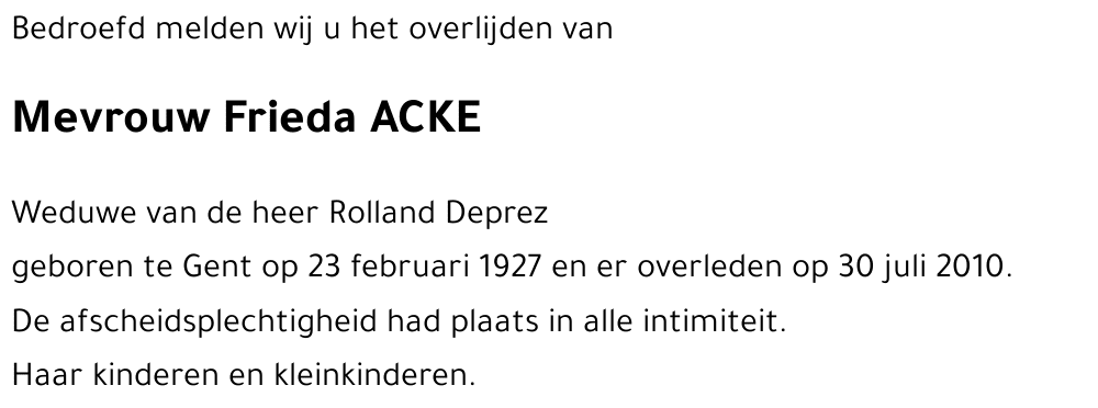 Frieda ACKE